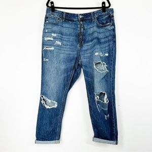 Kancan Jeans High Rise Distressed Straight Leg